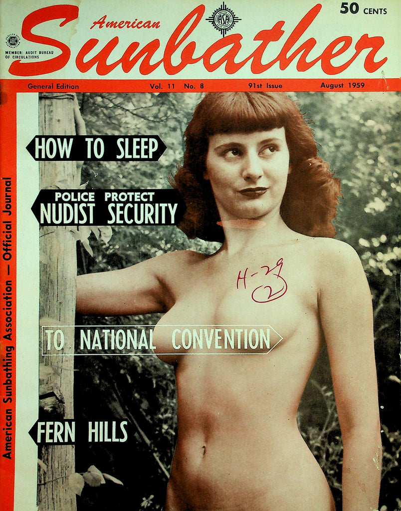 American Sunbather Nudism Magazine   National Convention / Police Protect Nudists  August 1959   040626lmp