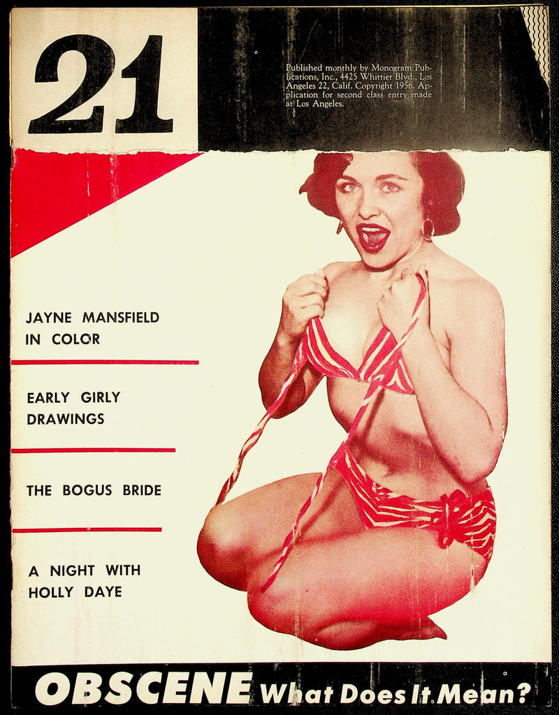 21 Adult Magazine Vol. 2, No. 3 December 1956 Jayne Mansfield In Color 103026HRP-58