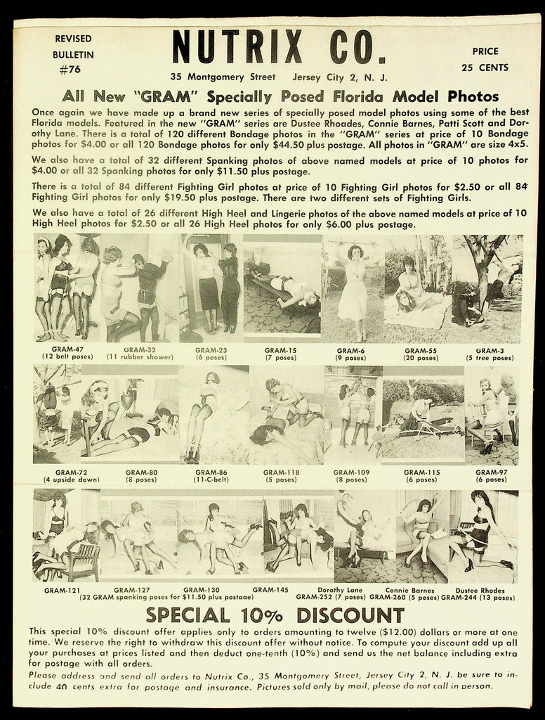 Nutrix Co. Bondage Catalog Flyer No. 76 1960s Adult Promotional Magazine 082826hrp-66