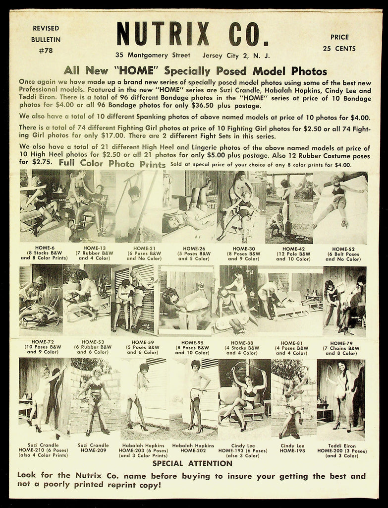 Nutrix Co. Bondage Catalog Flyer No. 78 1963 Adult Promotional Magazine 082826hrp-65