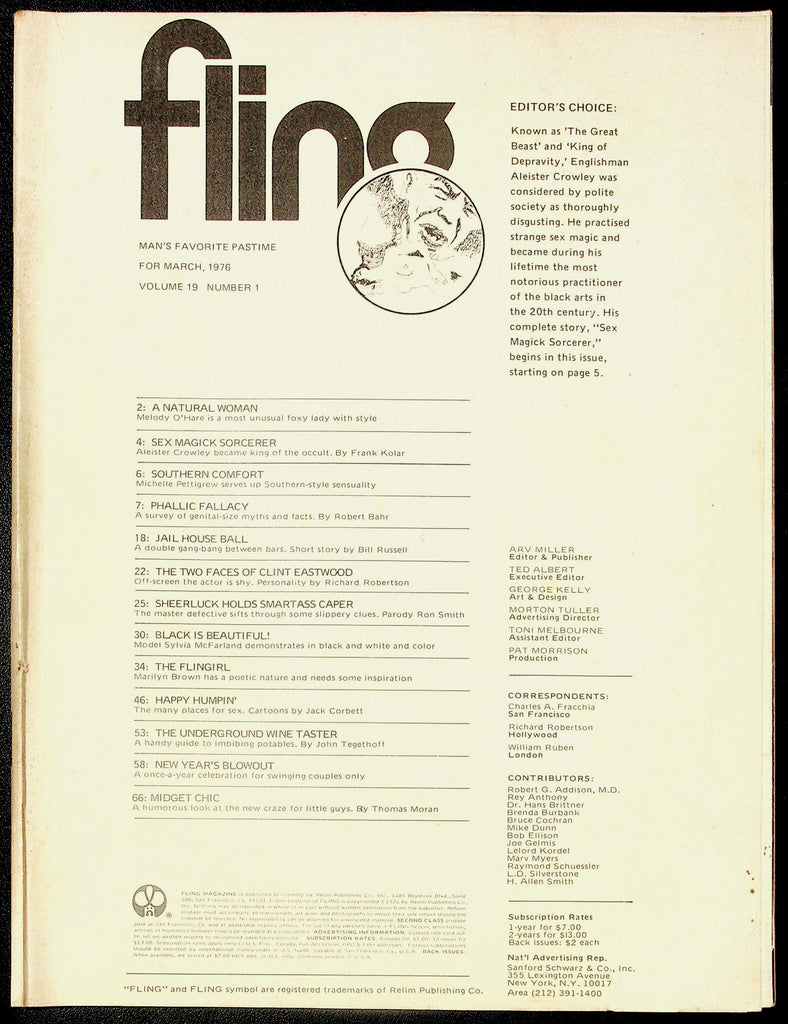 Fling Adult Magazine Vol. 19, No. 1 March 1976 A Natural Woman 103026HRP-84