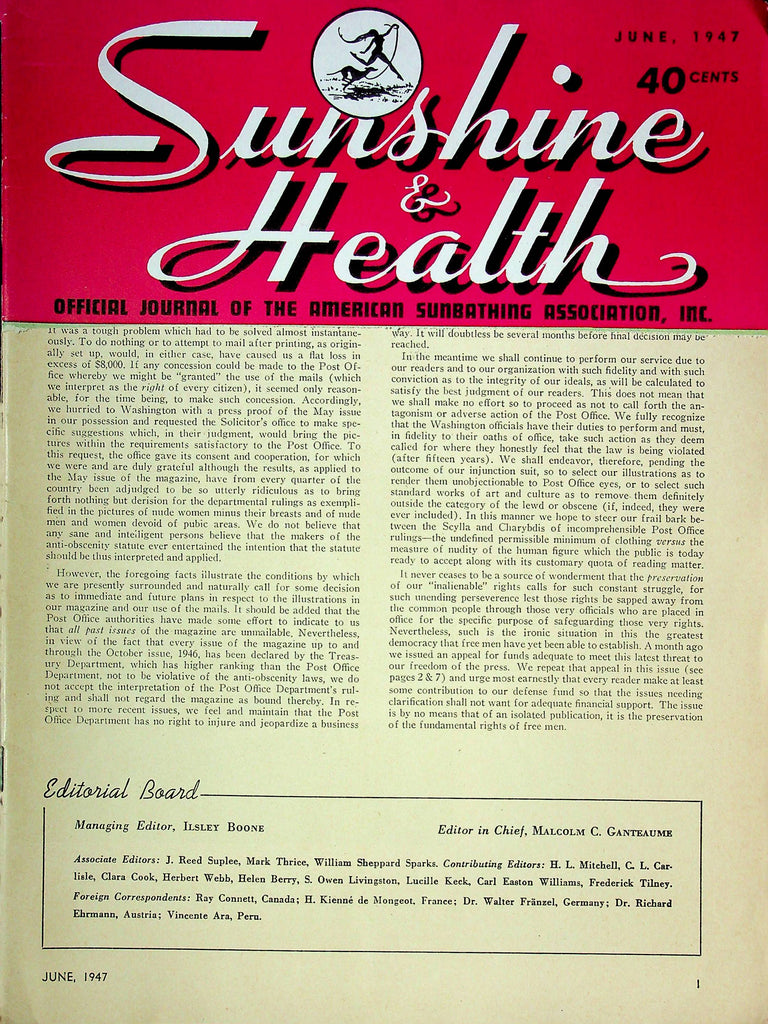 Sunshine & Health Men's Magazine June 1947 081624RP