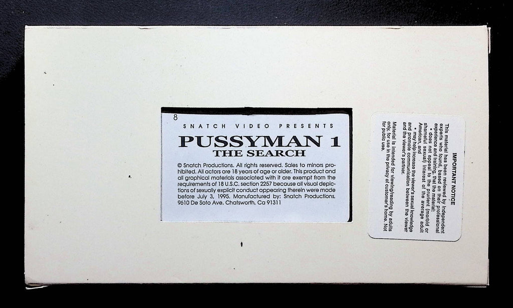 Pussyman 1 The Search Snatch Video VHS 1995 121724DMT2