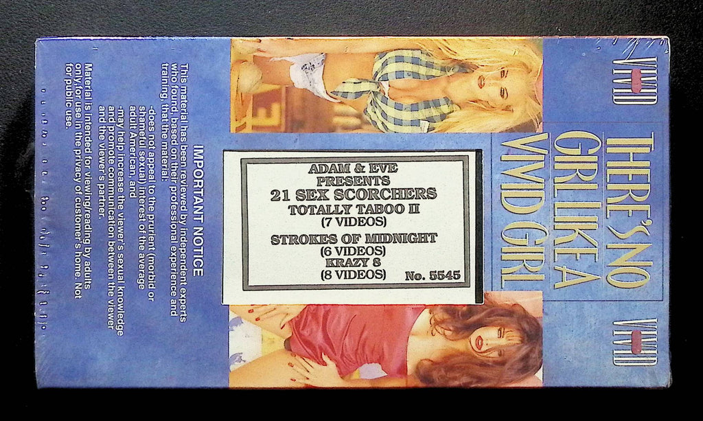 21 Sex Scorchers Totally Taboo 2 Strokes Of Midnight Krazy 8 Vivid Adam & Eve VHS 121724DMT2