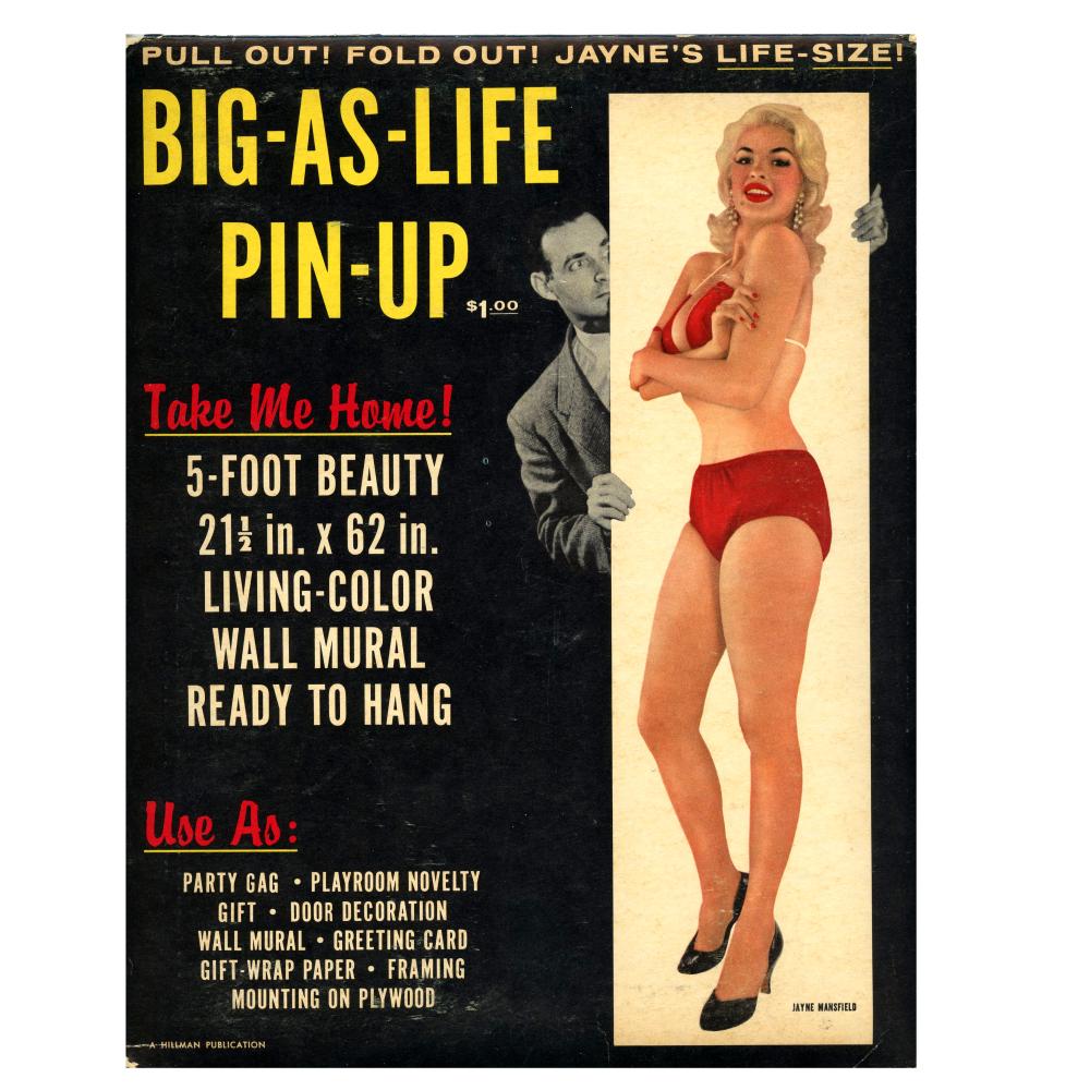 Big-As-Life Pin-Up Jayne Mansfield Life-Size 5-Foot  21 1/2in. x 62 in. Beauty!  Wall Mural Ready To Hang! Rare!  1950's     063026lmp-GSC