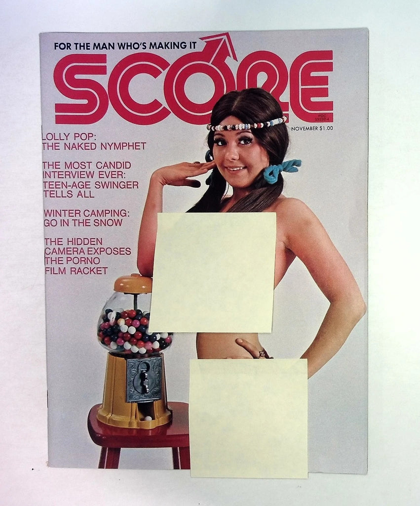 Score November Magazine 1973 Young Woman Gumball Machine Pinup 092226CPNON2-64