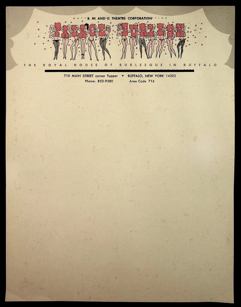 Palace Burlesk Royal House of Burlesque Buffalo NY Letterhead Sheet 052225Bill