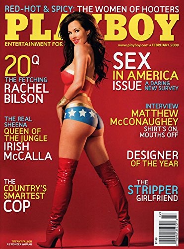 Playboy Vintage Adult Magazine Dated February 2008 with Covergirl Tiffani Fallon & Playmate of the Month Michelle McLaughlin