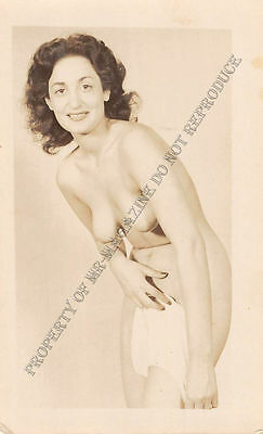 Adult B&W Photo 1940s/50s 2.5x4 Beautiful Brunette Seductively Undressing 35MH