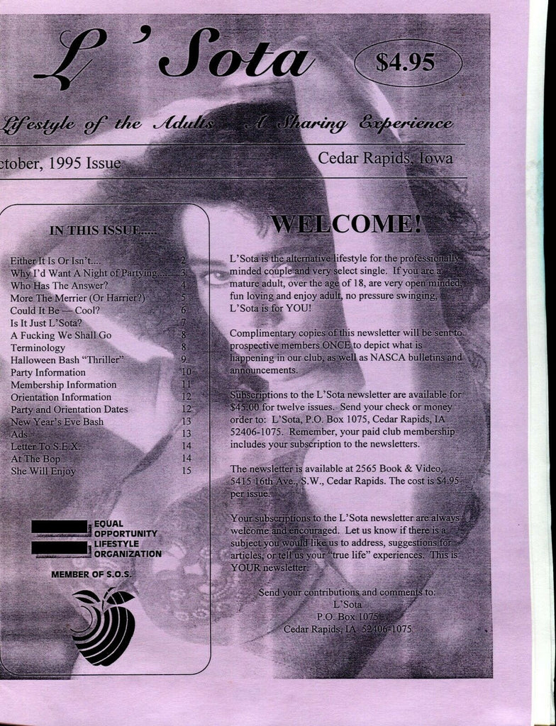 L' Sota Lifestyle Of The Adults Newsletter October 1995 Iowa 050619lm-ep