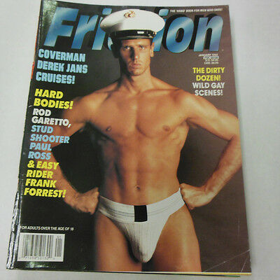 Friction Gay Adult Magazine Coverman Derek Jans Janury 1992 vg 073014lm-ep