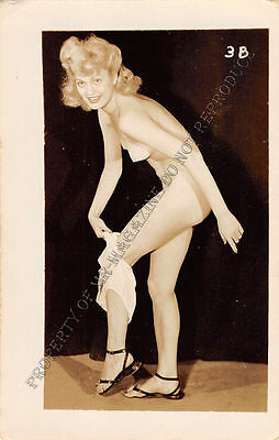Adult B&W Photo 1940s/50s 2.5x4 Beautiful Blonde Seductively Undressing 266MH