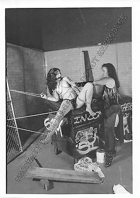 Adult 1990s B&W Photo 5x7 Bondage Brunette Lesbian Bound Teased w/Vibrator 51NI