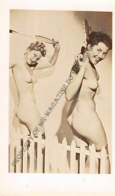 Adult Vintage B&W Photo 2.5x4 Sexy Pin Up Lesbians Undressing Strip Tease 21HR
