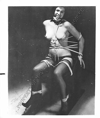 Adult Photo Vintage B&W 4x5 Bondage Beautiful Brunette Bound Dominated 190XU