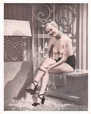 Adult Vintage B&W Photo 3.5x4 Sexy Pin Up Model Undressing Strip Tease 259HP