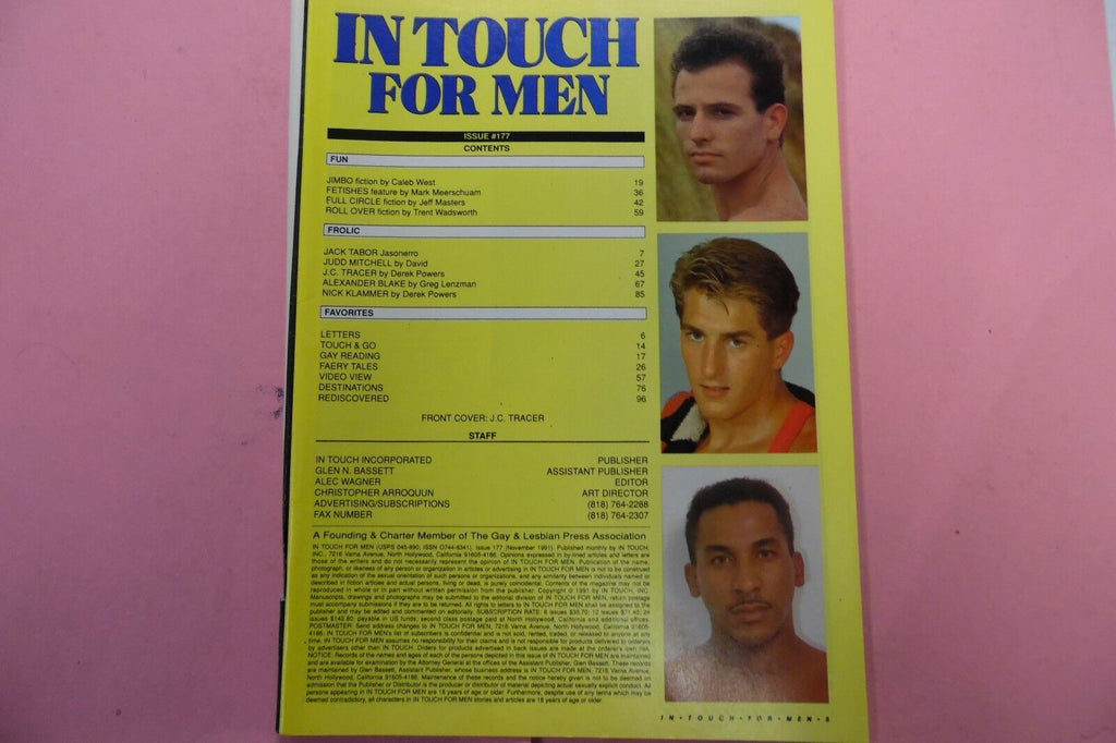 In Touch For Men Gay Magazine Jack Tabor 1991 Readers Copy 011217lm-ep