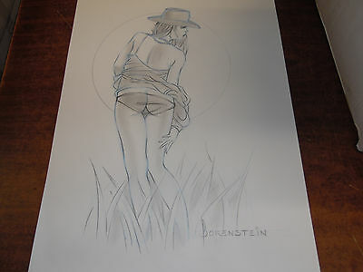 Original Adult Comic Art Sexy Girl in the field 19x14" by Borenstein 1998