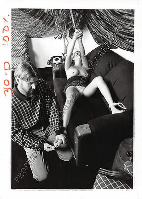 Adult 1990s B&W Photo 5x7 Bondage Beautiful Blonde Bound Down & Tickled 73NA