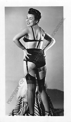 Adult B&W Photo 1940s/50s 2.5x4 Beautiful Brunette Seductive in Lingerie 161MH
