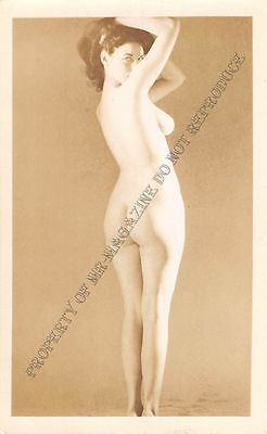 Adult B&W Photo 1940s/50s 2.5x4 Beautiful Brunette Posing Nude Pin Up 151MG