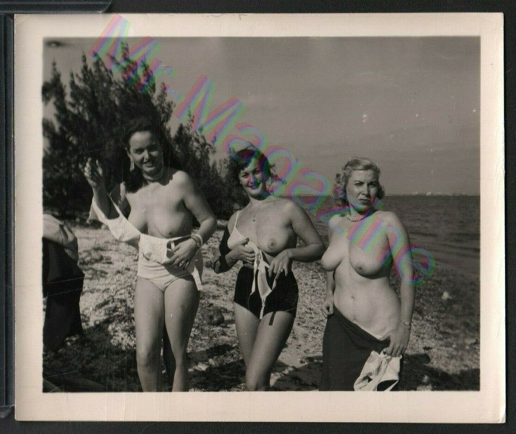 Vintage B&W Risque Pinup 4" x 5" Three Sexy Ladies Beautiful Cheesecake BC117
