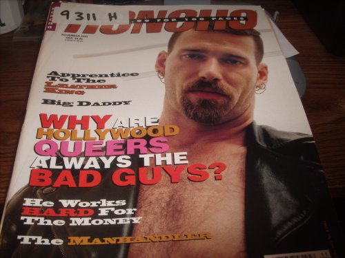 Honcho Adult Men's Gay Magazine November 1993 Why are Hollywood Queers always the Bad Guys?