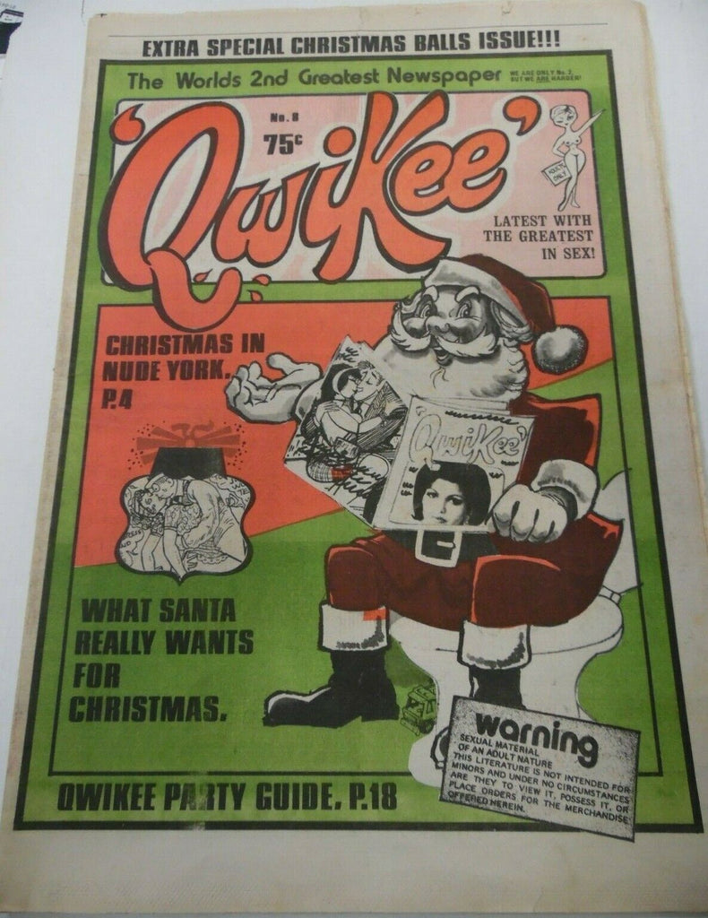 Qwikee Newspaper Christmas In Nude York #8 1971 Xmas Balls Issue 112019lm-ep