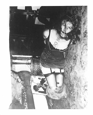 Adult Photo Vintage B&W 4x5 Bondage Beautiful Brunette Bound Dominated 299XU