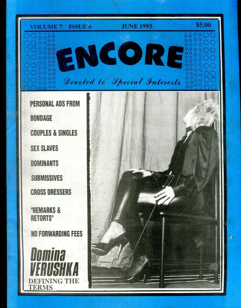 Encore Fetish Contacts Magazine Domina Verushka June 1993 112618lm-ep