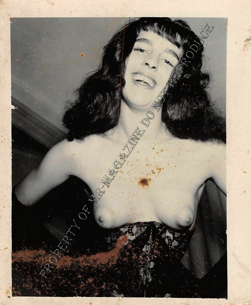 Adult Vintage 1950s B&W Photo 4x5 Sexy Brunette Taking Off Lingerie 216FF