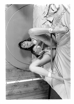 Adult 1990s B&W Photo 5x7 Bondage Beautiful Brunette Bound Tied UP on Bed 49NG
