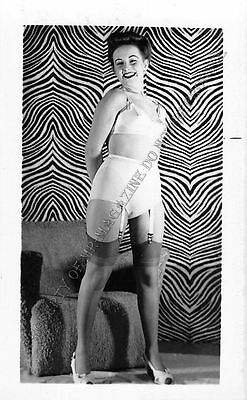 Adult B&W Photo 1940s/50s 2.5x4 Beautiful Brunette Seductive in Lingerie 130MH
