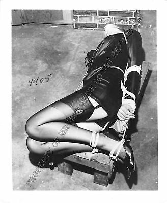 Adult Photo Vintage B&W 4x5 Bondage Beautiful Brunette Bound Dominated 222XU