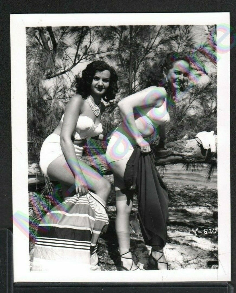 Vintage B&W Risque Pinup 4" x 5" Sexy Brunettes Cheesecake AU38
