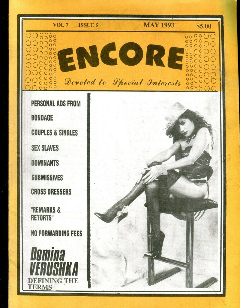 Encore Fetish Contacts Magazine Domina Verushka May 1993 112618lm-ep