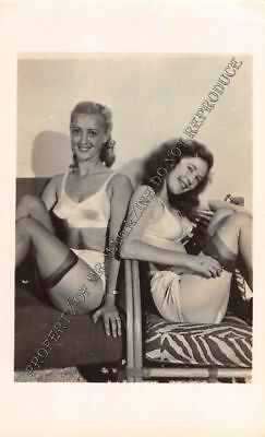 Adult Vintage B&W Photo 2.5x4 Sexy Pin Up Lesbians Undressing Strip Tease 34HR
