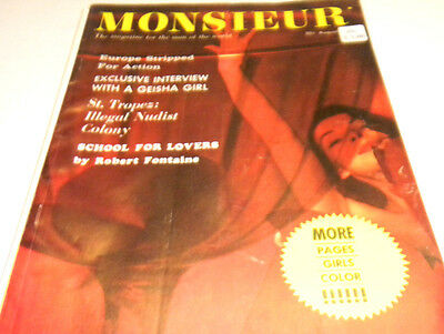 Monsieur Busty Adult Magazine "Europe Stripped" August 1963 vg 072513lm-ep