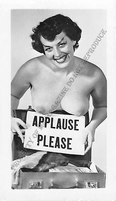 Adult B&W Photo 1940s/50s 2.5x4 Beautiful Brunette Posing Topless Pin Up 69MG
