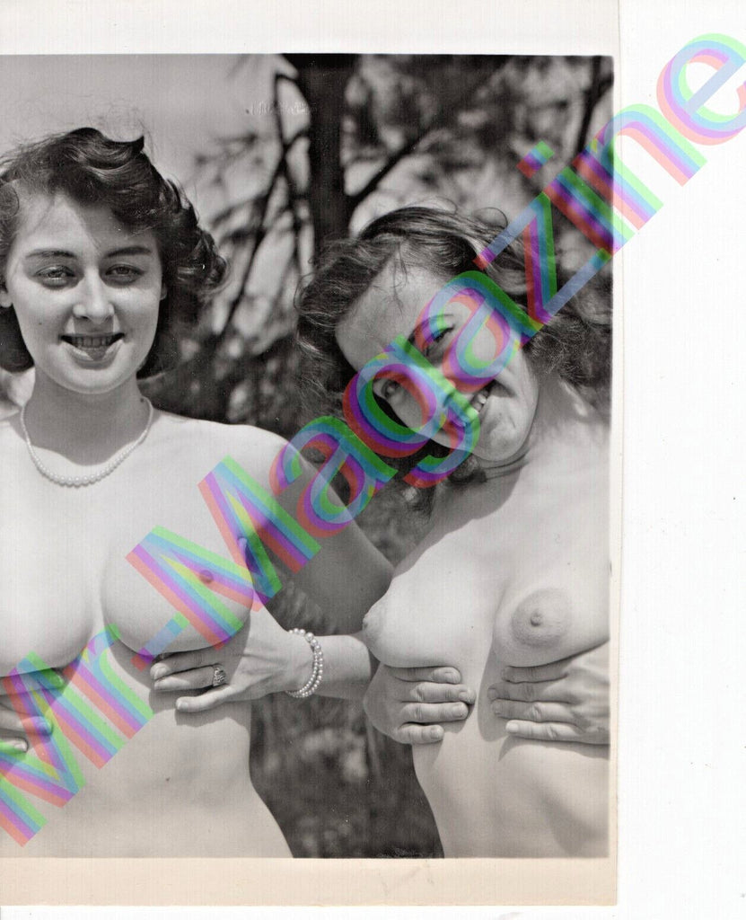 Vintage B&W Risque Pinup 3.5"x5" Two Sexy Brunettes Cheesecake BL10