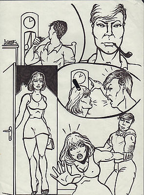Original Adult Comic Art titled: Spanked #1 page version 2 8x10 w/COA