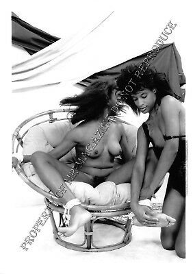 Adult Vintage B&W Photo 5x7 Bondage Sexy Ebony Lesbian Bound & Tickled 196HO