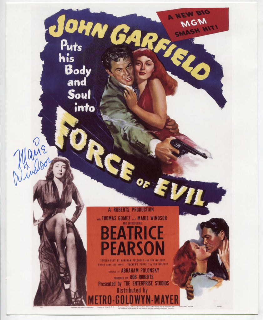 Marie Windsor Autographed Force of Evil 8x10 Movie Poster Reprint w/COA WWE5-72