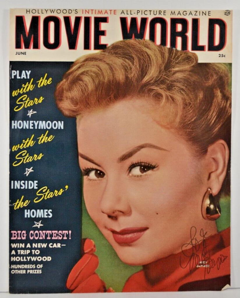 Mitzi Gaynor Actress Autographed Movie World Mag Cover w/COA WWE6-69