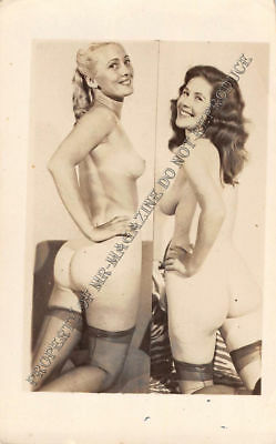 Adult Vintage B&W Photo 2.5x4 Sexy Pin Up Lesbians Undressing Strip Tease 36HR