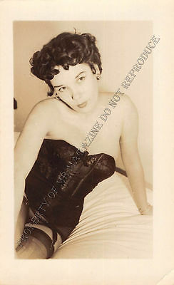 Adult B&W Photo 1940s/50s 2.5x4" Beautiful Brunette Posing in Sexy Lingerie 31MF