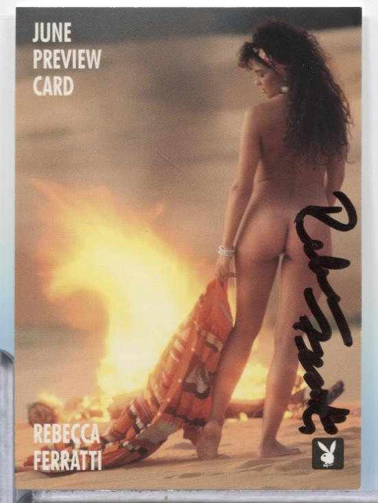 Rebecca Ferratti June Autographed 1995 Playboy Card #1PR w/COA 070623MLCD123