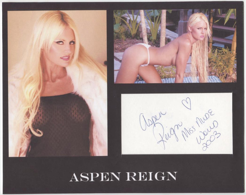 Aspen Reign Adult Actress Autographed 3"x5" Cut w/Photos w/COA WWE7-172