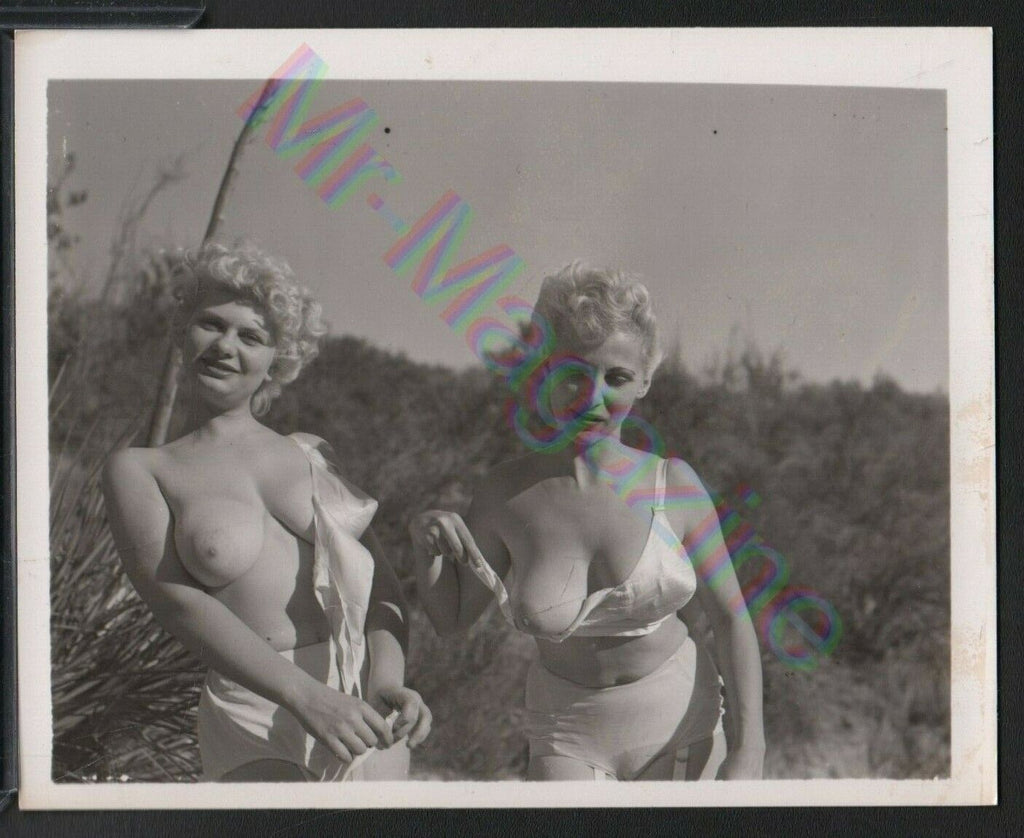 Vintage B&W Risque Pinup 4" x 5" Two Sexy Blondes Cheesecake BI43