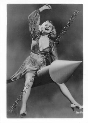 Adult Vintage B&W Photo 2.5x3 Beautiful Pin Up Woman Posing on Paper Rocket 14HU